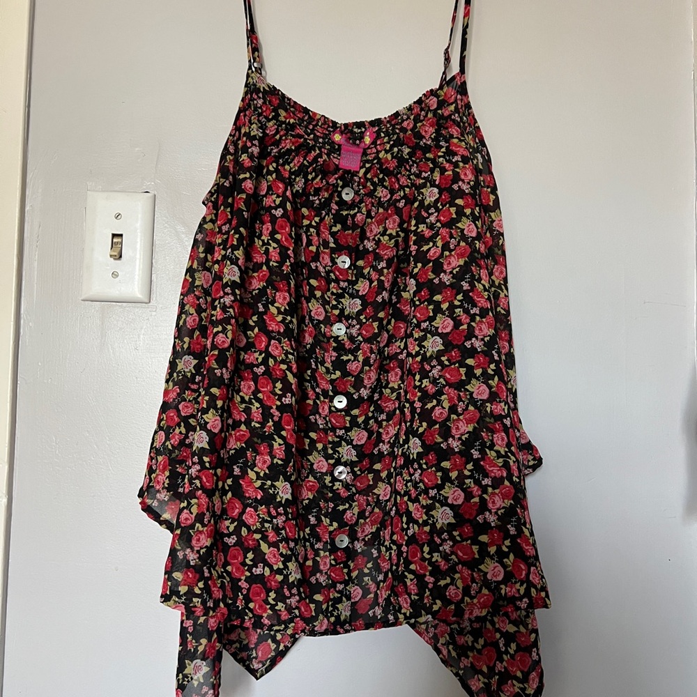 Floral Black and Pink Women's Top